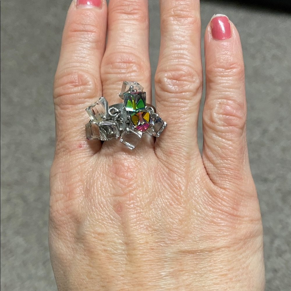 Swatch Silver and Austrian crystal Multicolor Gemstone Ring